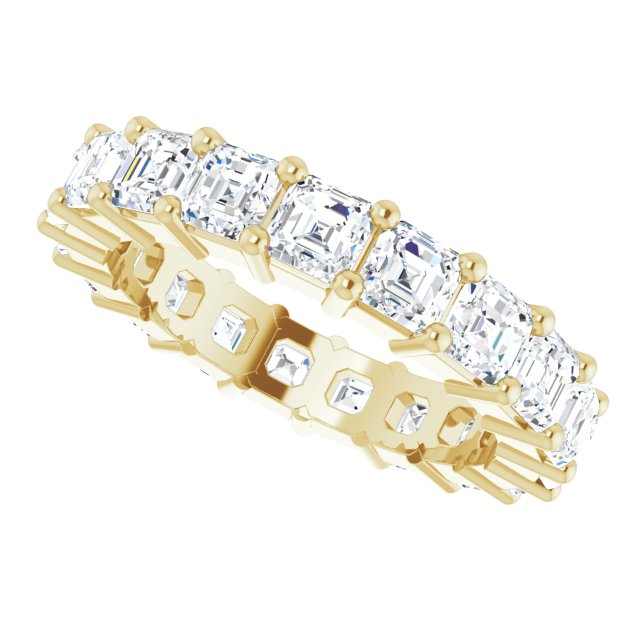 14K Gold Asscher Lab-Grown Diamond Shared-Prong Eternity Band – 3x3 mm Stones - Yellow Gold - view 5