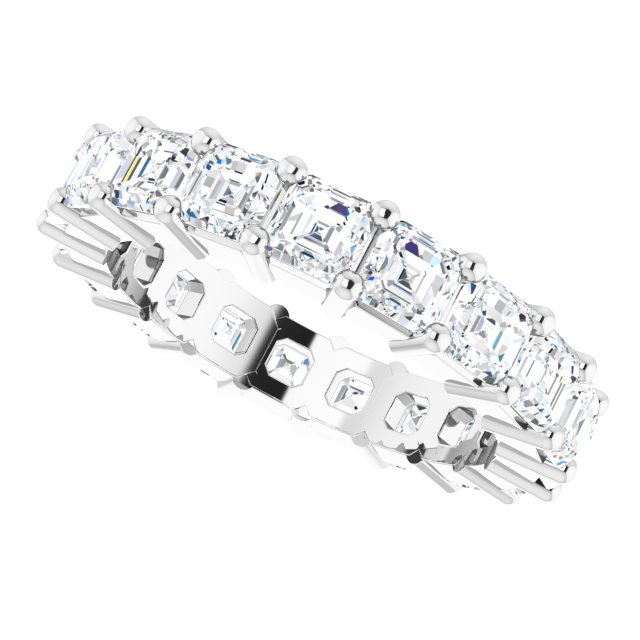 Platinum Asscher Lab-Grown Diamond Shared-Prong Eternity Band – 3x3 mm Stones - view 5
