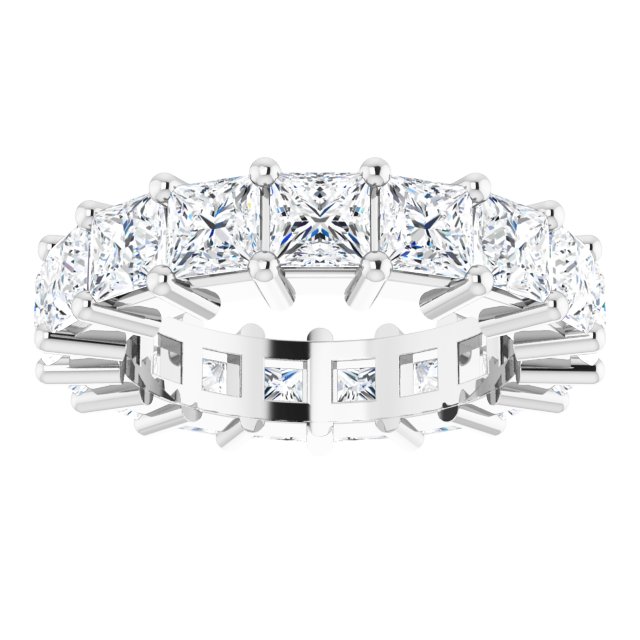 10K Gold Square Lab-Grown Diamond Shared-Prong Eternity Band – 3.5x3.5 mm Stones - White Gold - view 3