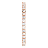 10K Gold Round Lab-Grown Diamond Shared-Prong Eternity Band – 1.3 mm Stones - Rose Gold - view 4