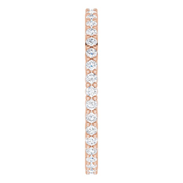 10K Gold Round Lab-Grown Diamond Shared-Prong Eternity Band – 1.3 mm Stones - Rose Gold - view 4