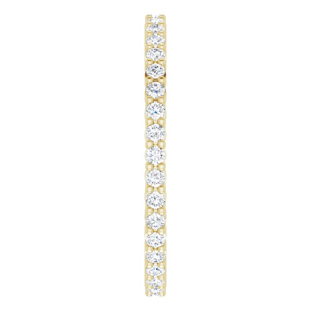 10K Gold Round Natural Diamond Shared-Prong Eternity Band – 1.3 mm Stones - Yellow Gold - view 4