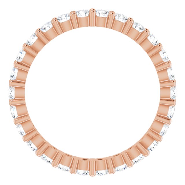 10K Gold Round Lab-Grown Diamond Shared-Prong Eternity Band – 2 mm Stones - Rose Gold - view 2