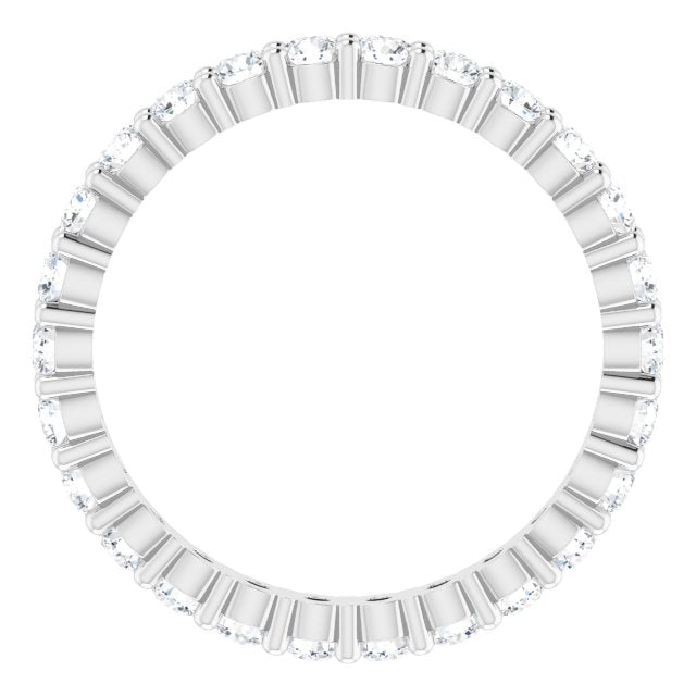 10K Gold Round Natural Diamond Shared-Prong Eternity Band – 2 mm Stones - White Gold - view 2