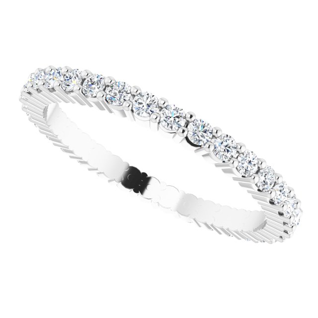 10K Gold Round Natural Diamond Shared-Prong Eternity Band – 1.5 mm Stones - White Gold - view 5