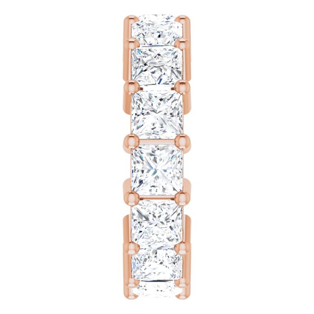 10K Gold Square Lab-Grown Diamond Shared-Prong Eternity Band – 4x4 mm Stones - Rose Gold - view 4