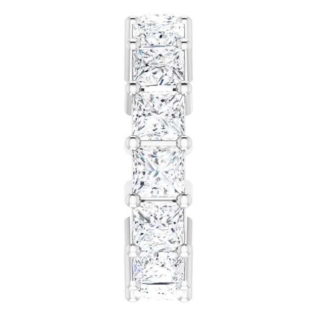 10K Gold Square Lab-Grown Diamond Shared-Prong Eternity Band – 4x4 mm Stones - White Gold - view 4