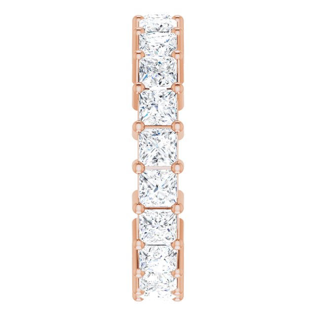 10K Gold Square Natural Diamond Shared-Prong Eternity Band – 2.75x2.75 mm Stones - Rose Gold - view 4