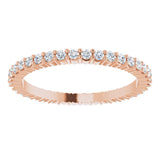 10K Gold Round Natural Diamond Shared-Prong Eternity Band – 1.3 mm Stones - Rose Gold - view 3
