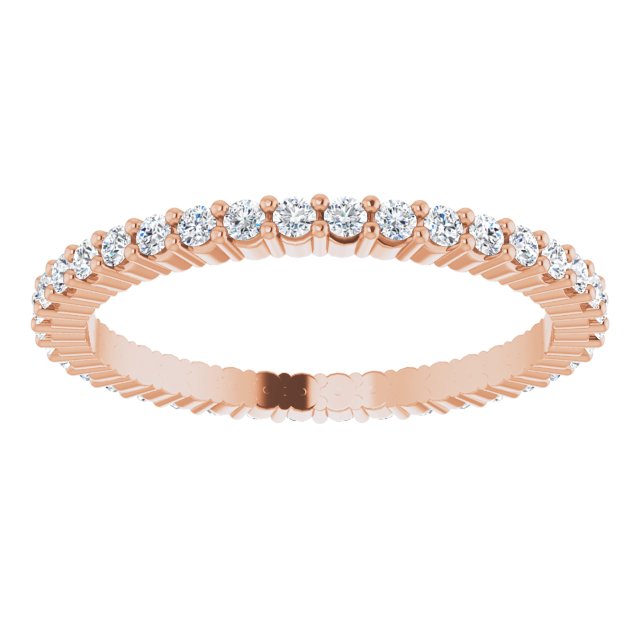 10K Gold Round Natural Diamond Shared-Prong Eternity Band – 1.3 mm Stones - Rose Gold - view 3