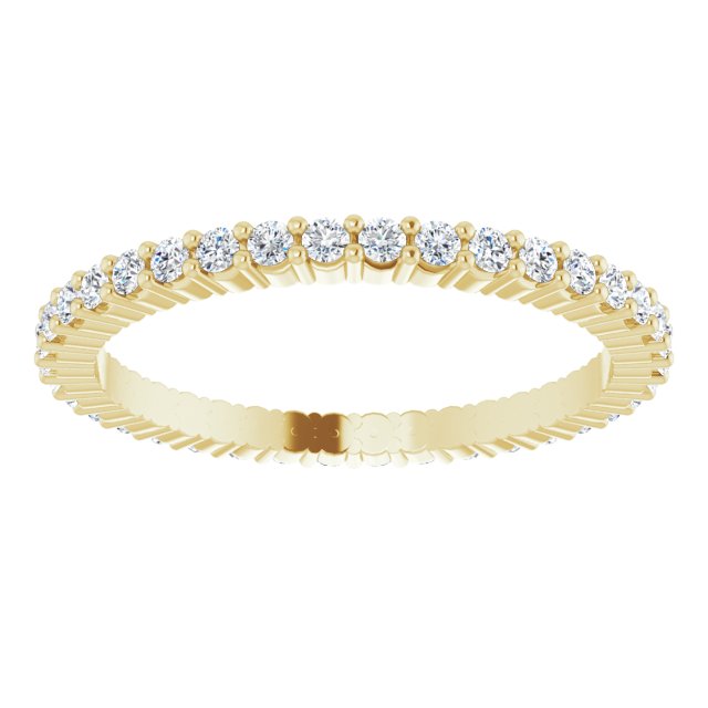 10K Gold Round Natural Diamond Shared-Prong Eternity Band – 1.3 mm Stones - Yellow Gold - view 3