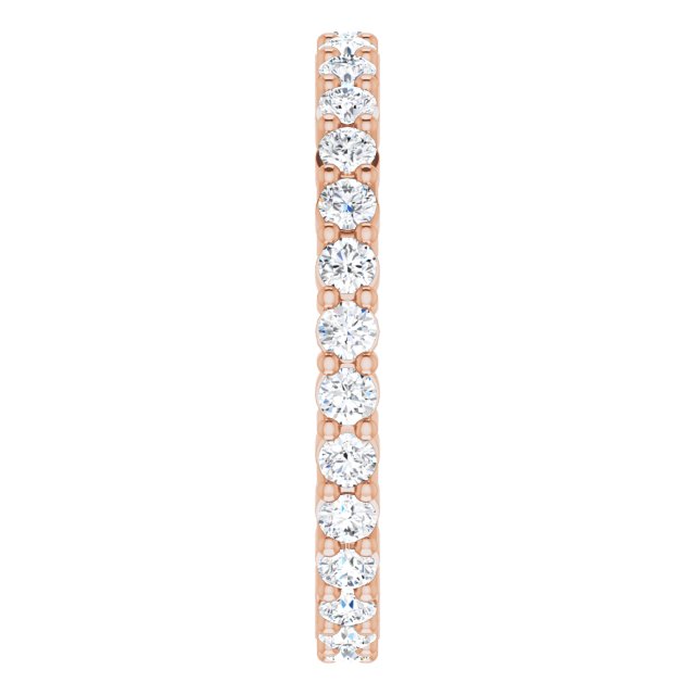 10K Gold Round Lab-Grown Diamond Shared-Prong Eternity Band – 1.75 mm Stones - Rose Gold - view 4