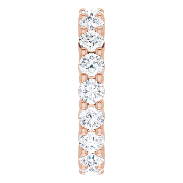 10K Gold Round Natural Diamond Shared-Prong Eternity Band – 3 mm Stones - Rose Gold - view 4