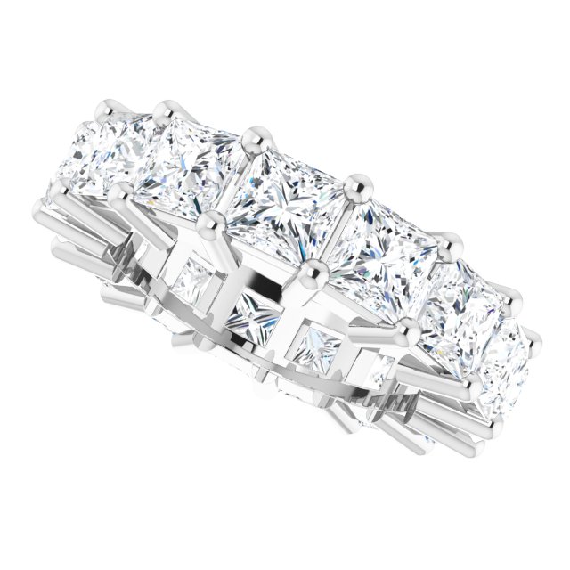 10K Gold Square Lab-Grown Diamond Shared-Prong Eternity Band – 4x4 mm Stones - White Gold - view 5