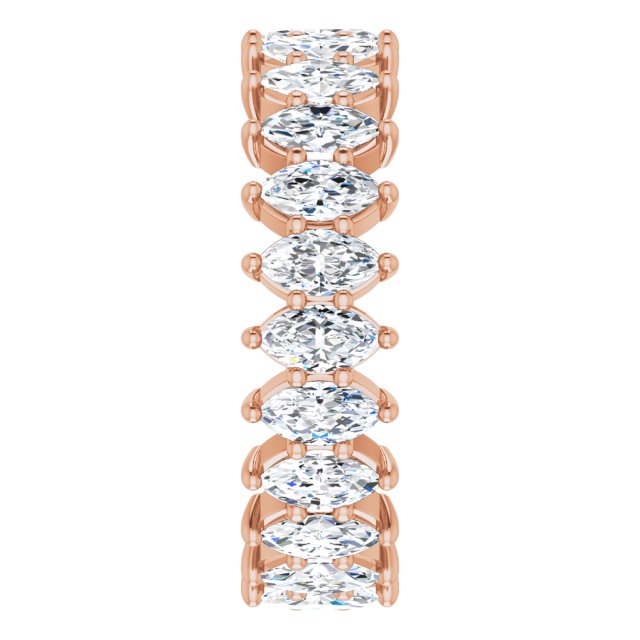 14K Gold Marquise Natural Diamond Shared-Prong Eternity Band – 4.25x2.25 mm Stones - Rose Gold - view 4