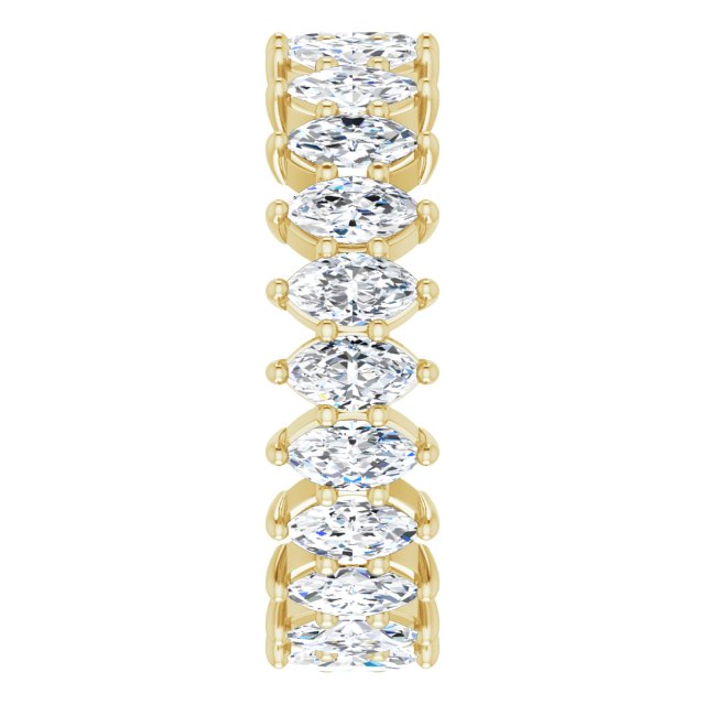 14K Gold Marquise Natural Diamond Shared-Prong Eternity Band – 4.25x2.25 mm Stones - Yellow Gold - view 4
