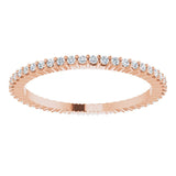10K Gold Round Lab-Grown Diamond Shared-Prong Eternity Band – 1 mm Stones - Rose Gold - view 3