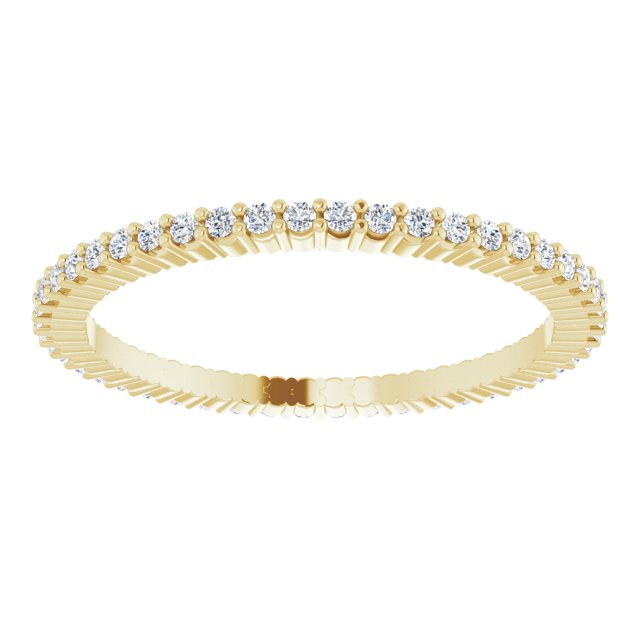 10K Gold Round Natural Diamond Shared-Prong Eternity Band – 1 mm Stones - Yellow Gold - view 3