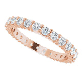 10K Gold Round Natural Diamond Shared-Prong Eternity Band – 2 mm Stones - Rose Gold - view 5