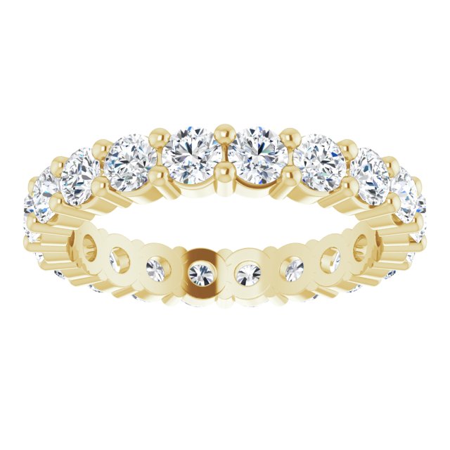 10K Gold Round Lab-Grown Diamond Shared-Prong Eternity Band – 3 mm Stones - Yellow Gold - view 3