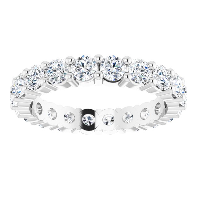 10K Gold Round Lab-Grown Diamond Shared-Prong Eternity Band – 3 mm Stones - White Gold - view 3