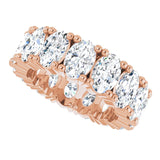 10K Gold Oval Natural Diamond Shared-Prong Eternity Band – 6x4 mm Stones - Rose Gold - view 5