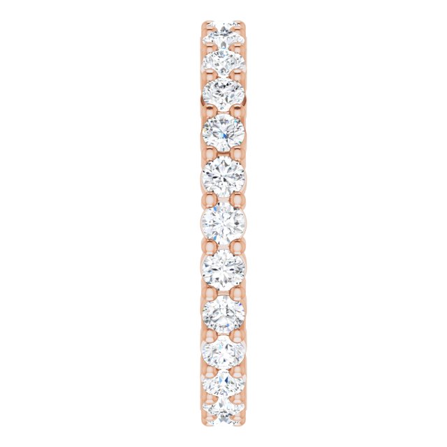 10K Gold Round Lab-Grown Diamond Shared-Prong Eternity Band – 2 mm Stones - Rose Gold - view 4