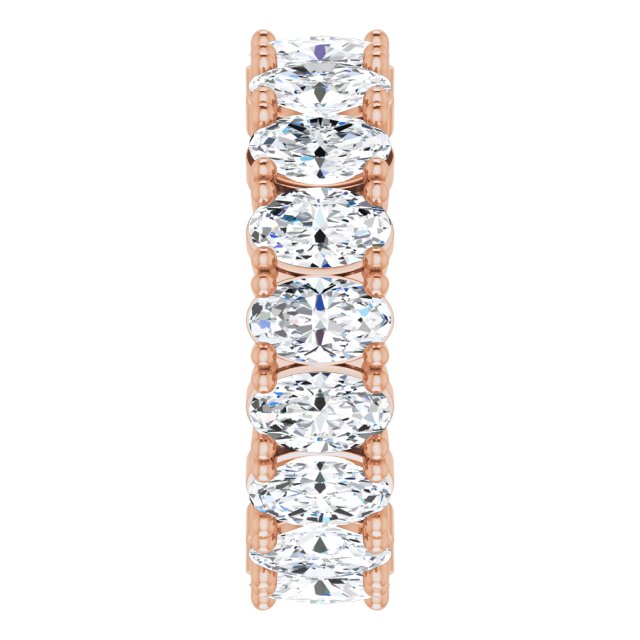 10K Gold Oval Lab-Grown Diamond Shared-Prong Eternity Band – 5x3 mm Stones - Rose Gold - view 4