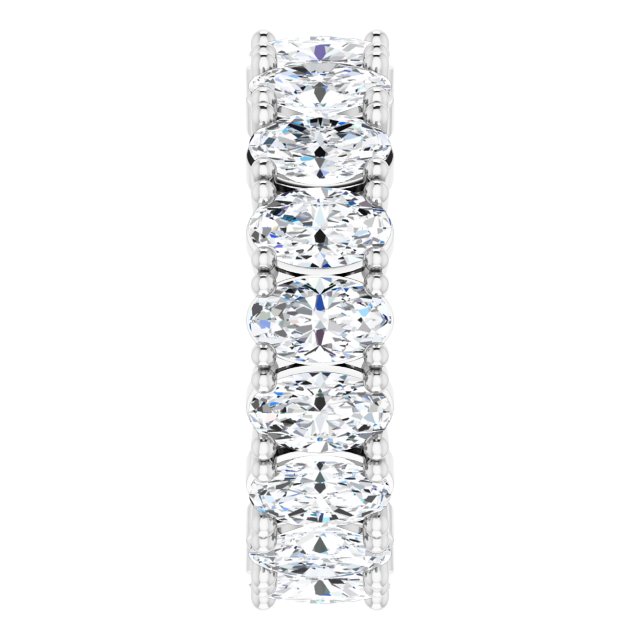 10K Gold Oval Lab-Grown Diamond Shared-Prong Eternity Band – 5x3 mm Stones - White Gold - view 4