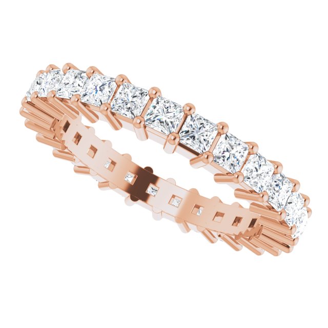 10K Gold Square Natural Diamond Shared-Prong Eternity Band – 2x2 mm Stones - Rose Gold - view 5