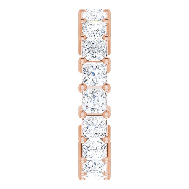 10K Gold Square Natural Diamond Shared-Prong Eternity Band – 3x3 mm Stones - Rose Gold - view 4