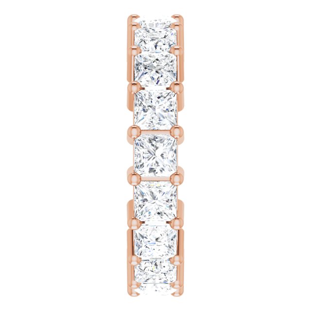 10K Gold Square Natural Diamond Shared-Prong Eternity Band – 3.25x3.25 mm Stones - Rose Gold - view 4