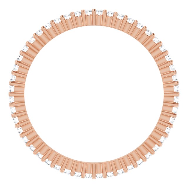 10K Gold Round Lab-Grown Diamond Shared-Prong Eternity Band – 1 mm Stones - Rose Gold - view 2