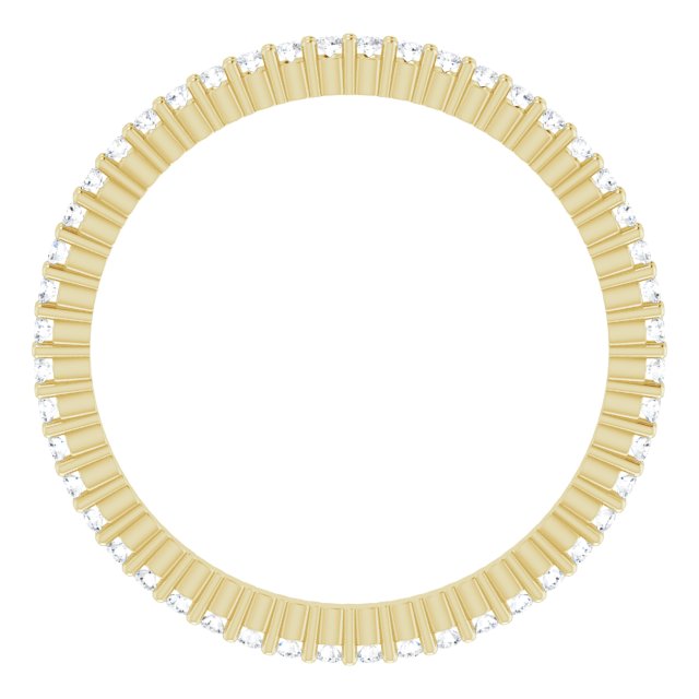 10K Gold Round Natural Diamond Shared-Prong Eternity Band – 1 mm Stones - Yellow Gold - view 2