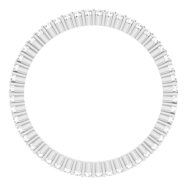 10K Gold Round Lab-Grown Diamond Shared-Prong Eternity Band – 1 mm Stones - White Gold - view 2