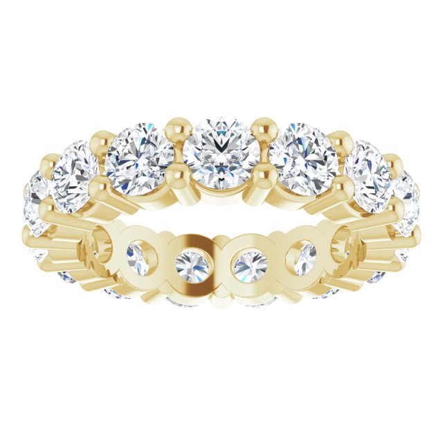 10K Gold Round Lab-Grown Diamond Shared-Prong Eternity Band – 3.8 mm Stones - Yellow Gold - view 3