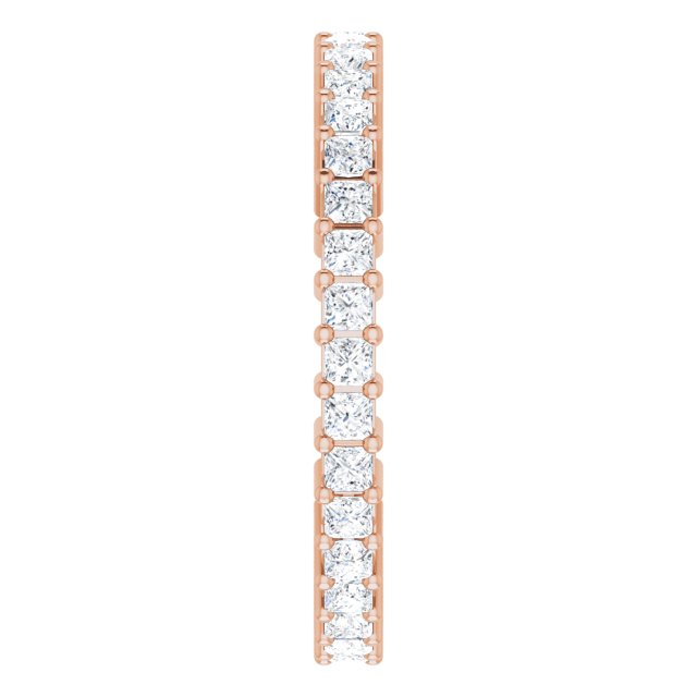 10K Gold Square Natural Diamond Shared-Prong Eternity Band – 1.5x1.5 mm Stones - Rose Gold - view 4