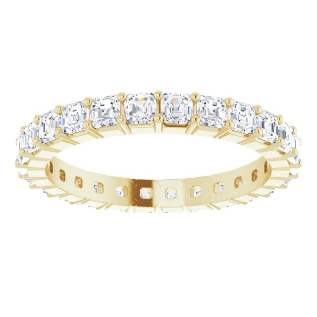 14K Gold Asscher Lab-Grown Diamond Shared-Prong Eternity Band – 2x2 mm Stones - Yellow Gold - view 3