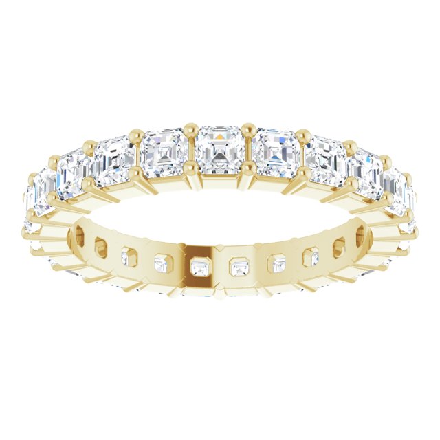 14K Gold Asscher Lab-Grown Diamond Shared-Prong Eternity Band – 2.3x2.3 mm Stones - Yellow Gold - view 3