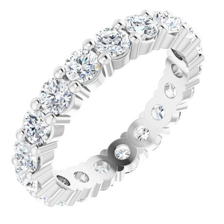 10K Gold Round Lab-Grown Diamond Shared-Prong Eternity Band – 2.75 mm Stones - White Gold