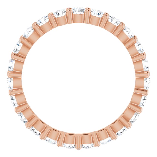 10K Gold Round Lab-Grown Diamond Shared-Prong Eternity Band – 2.25 mm Stones - Rose Gold - view 2