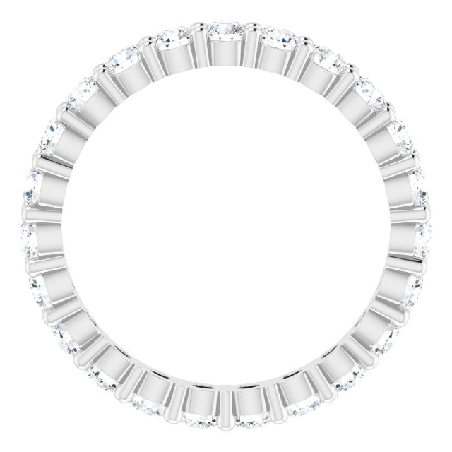 10K Gold Round Natural Diamond Shared-Prong Eternity Band – 2.25 mm Stones - White Gold - view 2
