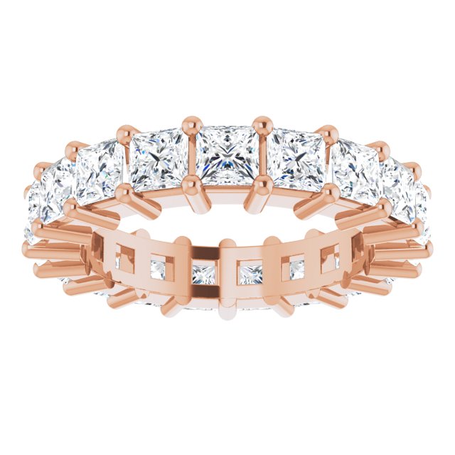 10K Gold Square Lab-Grown Diamond Shared-Prong Eternity Band – 3x3 mm Stones - Rose Gold - view 3
