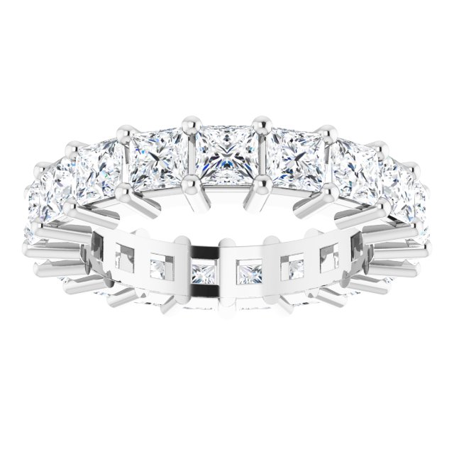 10K Gold Square Lab-Grown Diamond Shared-Prong Eternity Band – 3x3 mm Stones - White Gold - view 3