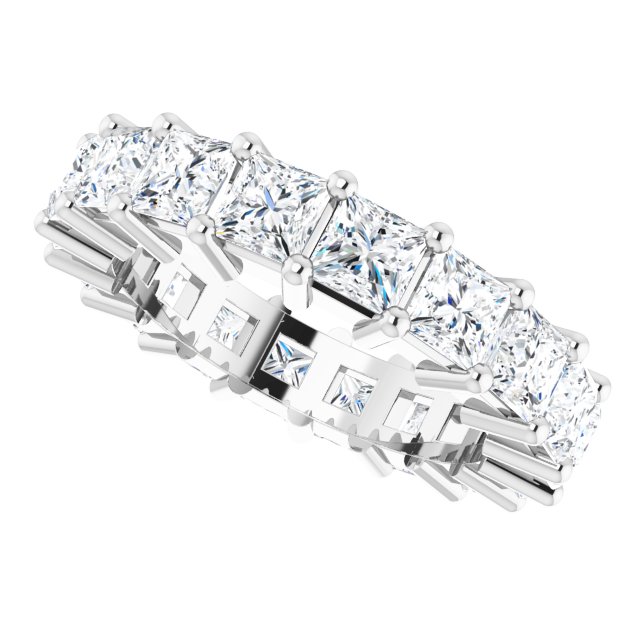 10K Gold Square Natural Diamond Shared-Prong Eternity Band – 3.25x3.25 mm Stones - White Gold - view 5