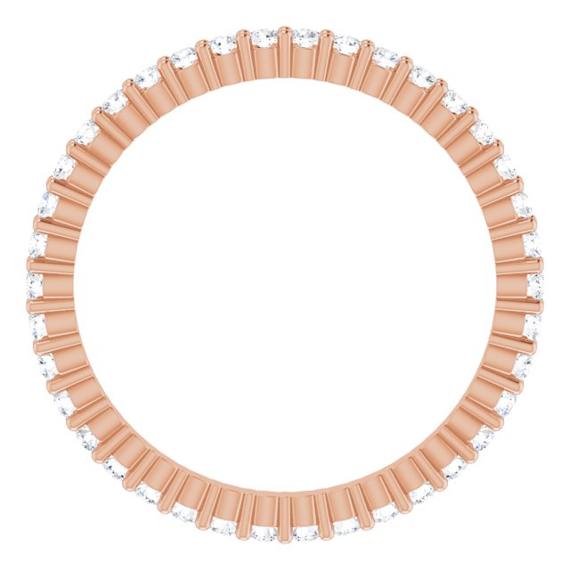 10K Gold Round Natural Diamond Shared-Prong Eternity Band – 1.3 mm Stones - Rose Gold - view 2