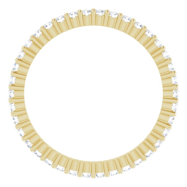 10K Gold Round Lab-Grown Diamond Shared-Prong Eternity Band – 1.3 mm Stones - Yellow Gold - view 2