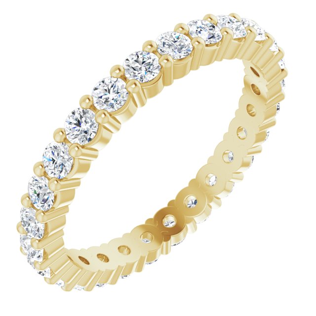 10K Gold Round Natural Diamond Shared-Prong Eternity Band – 2 mm Stones - Yellow Gold
