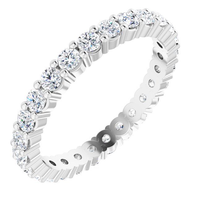 10K Gold Round Natural Diamond Shared-Prong Eternity Band – 2 mm Stones - White Gold