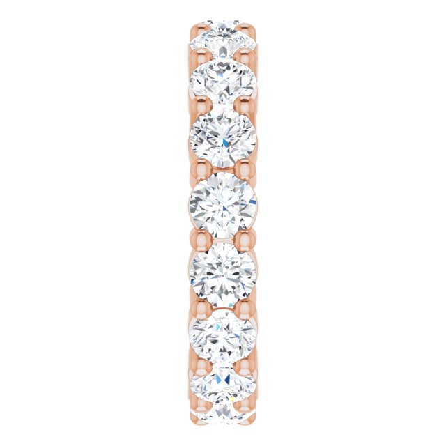 10K Gold Round Natural Diamond Shared-Prong Eternity Band – 3.4 mm Stones - Rose Gold - view 4